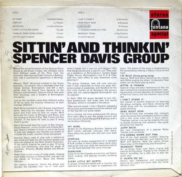 The Spencer Davis Group : Sittin' And Thinkin' (LP, Album, Fli)