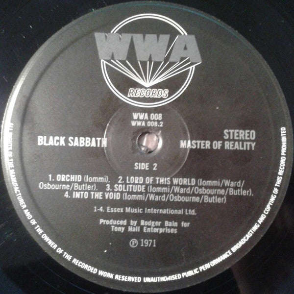 Black Sabbath : Master Of Reality (LP, Album, M/Print, RE)