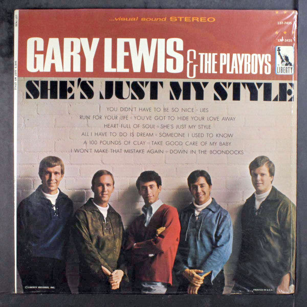 Gary Lewis & The Playboys : She's Just My Style (LP, Album, RE,  )