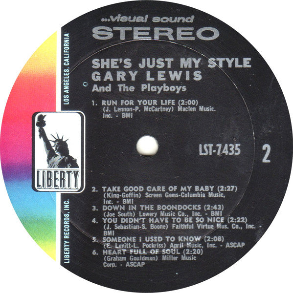 Gary Lewis & The Playboys : She's Just My Style (LP, Album, RE,  )