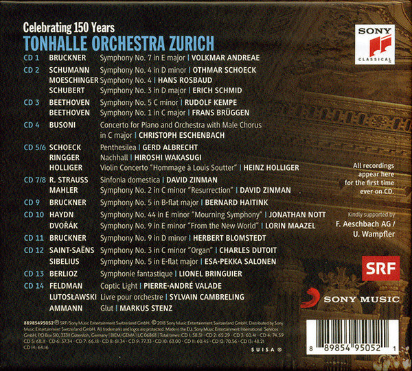 Various - Tonhalle-Orchester Zürich : Celebrating 150 Years Tonhalle Orchestra Zurich (Box, Comp + 14xCD, Comp)