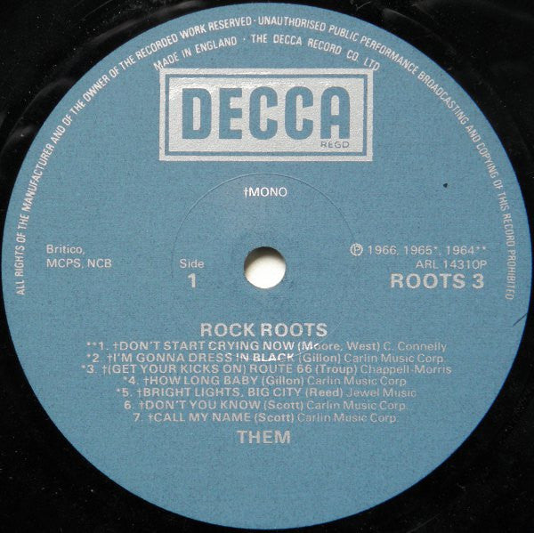 Them (3) : Rock Roots (LP, Comp)