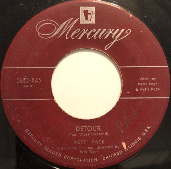Patti Page : Detour / Who's Gonna Shoe My Pretty Little Feet (7", Single)
