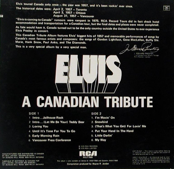 Elvis Presley : A Canadian Tribute (LP, Comp, Yel)