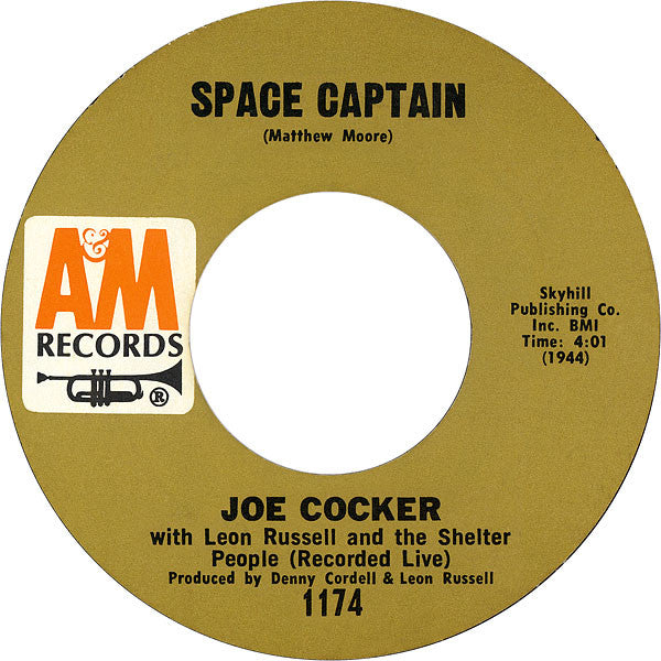 Joe Cocker With Leon Russell And The Shelter People : The Letter / Space Captain (7", Single, Pit)