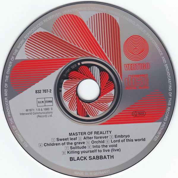 Black Sabbath : Master Of Reality (CD, Album, RE)