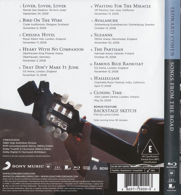 Leonard Cohen : Songs From The Road (Blu-ray, Multichannel)