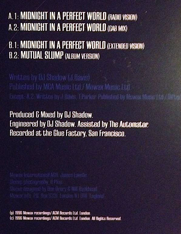 DJ Shadow : Midnight In A Perfect World (12", Single)