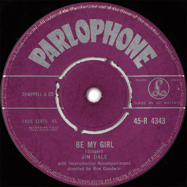 Jim Dale : Be My Girl / You Shouldn't Do That (7")