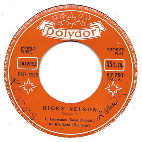 Ricky Nelson (2) : 1 - Lonesome Town (7", EP)