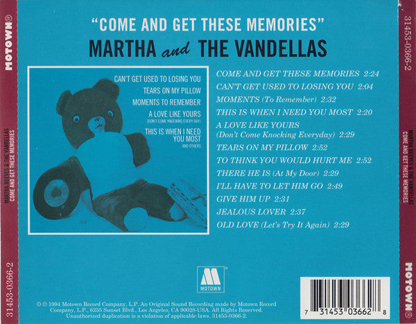 Martha Reeves & The Vandellas : Come And Get These Memories (CD, Mono, RE, RM)
