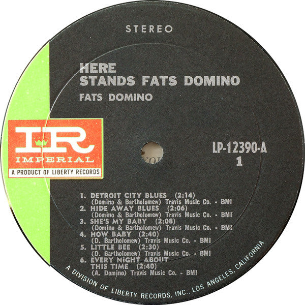 Fats Domino : Here Stands Fats Domino  (LP, Album, RE)