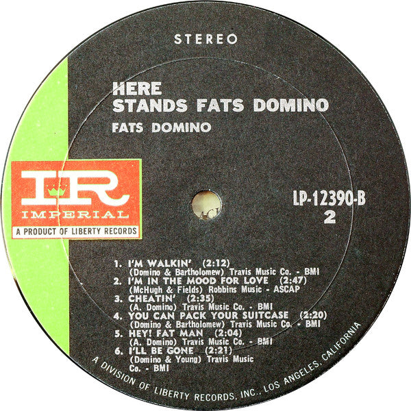 Fats Domino : Here Stands Fats Domino  (LP, Album, RE)