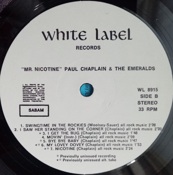 Paul Chaplain And His Emeralds : Mr. Nicotine (LP)