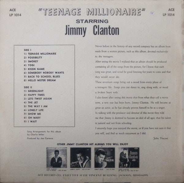 Jimmy Clanton : Teenage Millionaire (LP, Album, Mono)