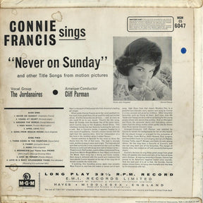 Connie Francis : Sings "Never On Sunday" And Other Title Songs From Motion Pictures (LP, Album)