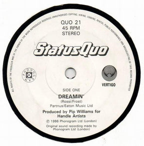 Status Quo : Dreamin' (7", Single, Pap)