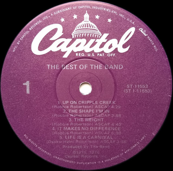 The Band : The Best Of The Band (LP, Comp, RE)