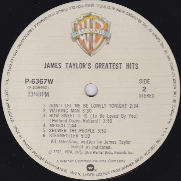 James Taylor (2) : Greatest Hits (LP, Comp, RE)