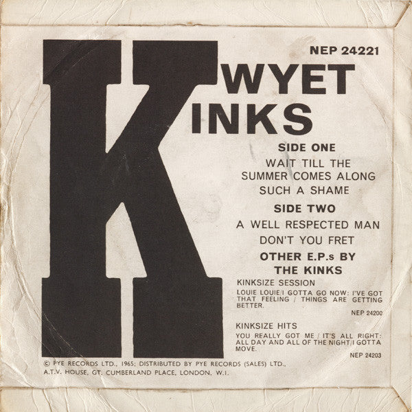 The Kinks : Kwyet Kinks (7", EP)