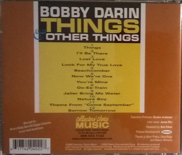 Bobby Darin : Things & Other Things (CD, Album, RE)