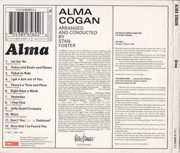 Alma Cogan : Alma (CD, Album, Mono)