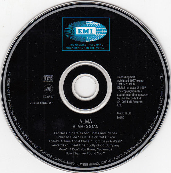 Alma Cogan : Alma (CD, Album, Mono)