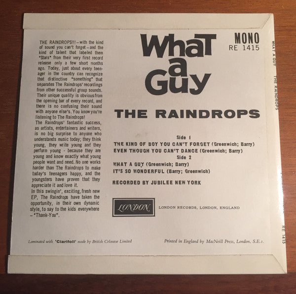 The Raindrops : What A Guy (7", EP)