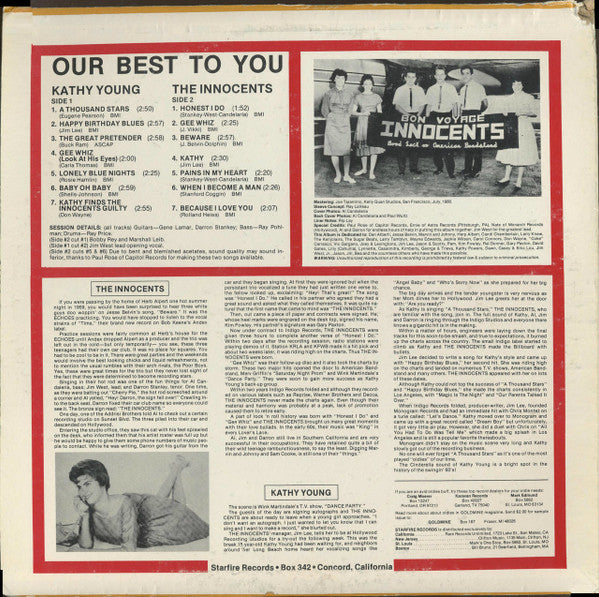 The Innocents (2) / Kathy Young : Our Best To You (LP, Album, Comp, Mono, Red)