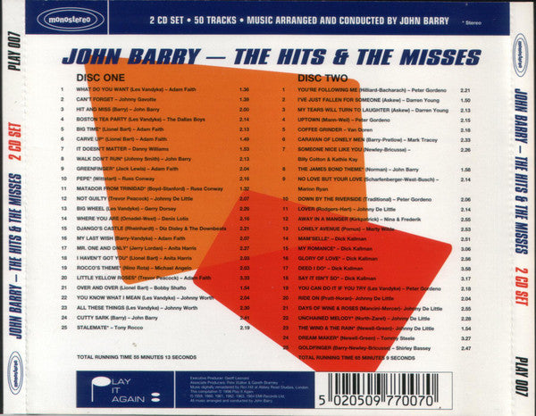 Various : John Barry - The Hits & The Misses (2xCD, Comp, RM)