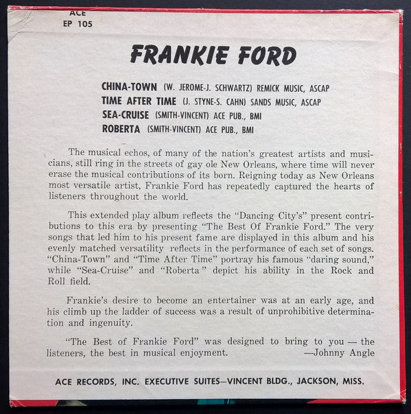 Frankie Ford : The Best Of Frankie Ford (7", EP)