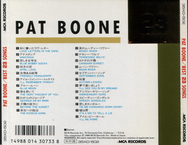 Pat Boone : Best 23 Songs (CD, Comp, RM)