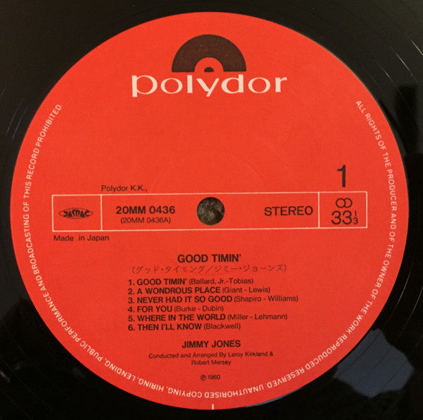 Jimmy Jones : Good Timin' (LP, Album, RE)