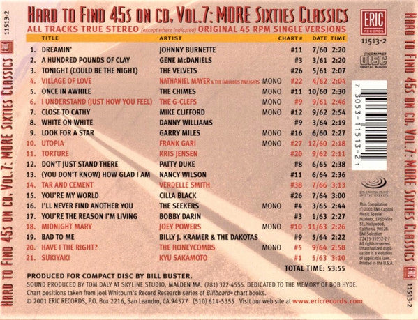 Various : Hard To Find 45s On CD, Vol. 7: More Sixties Classics (CD, Comp)