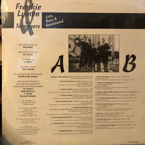 Frankie Lymon & The Teenagers : Live, Rare & Unreleased (LP, Unofficial)