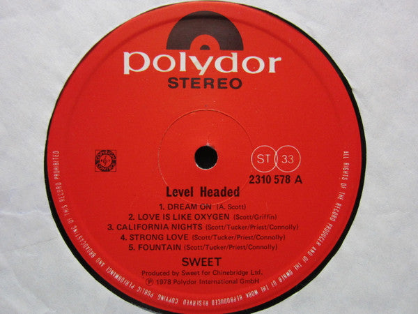 The Sweet : Level Headed (LP, Album)