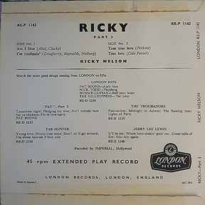 Ricky Nelson (2) : Ricky Part 3 (7", EP, Mono)