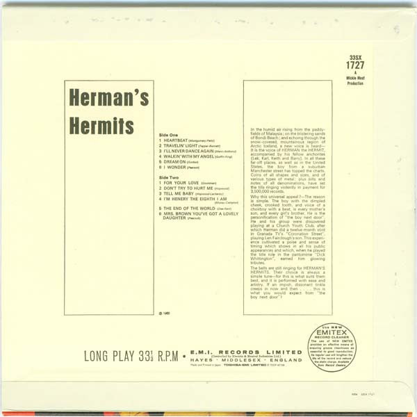 Herman's Hermits = Herman's Hermits : Herman's Hermits Plus = ハーマンズ・ハーミッツ・プラス (CD, Album, Mono, Ltd, RE, RM, Car)