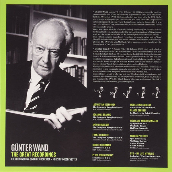 Günter Wand, Kölner Rundfunk-Sinfonie-Orchester, NDR Sinfonieorchester : The Great Recordings (28xCD, Comp + DVD-V, NTSC + Box, Dlx, Ltd)