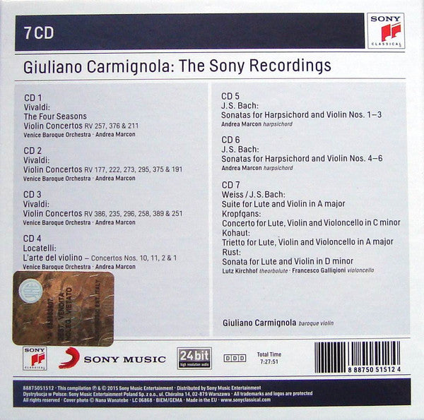 Giuliano Carmignola : The Sony Recordings (7xCD, Album, RE + Box, Comp)