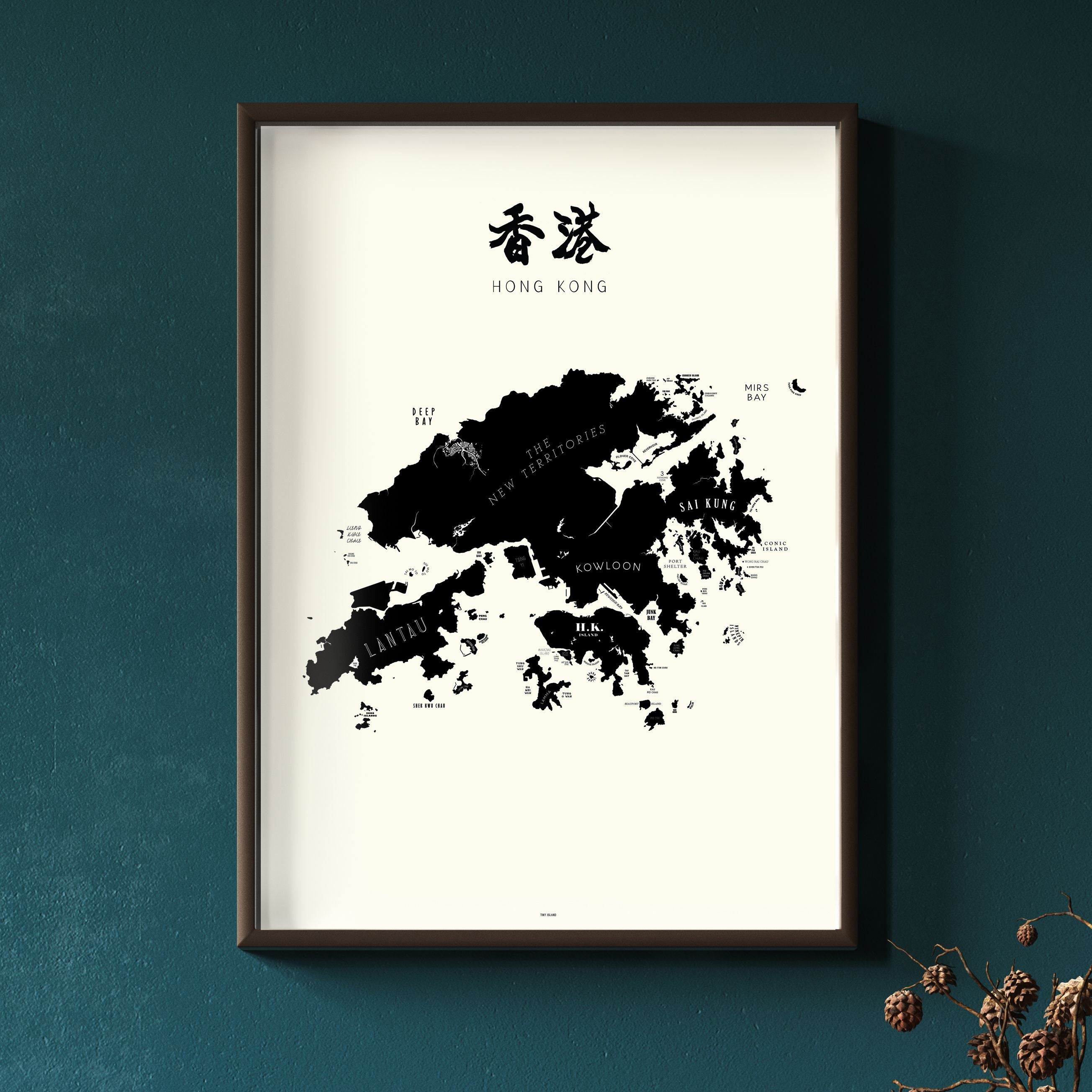 Hong Kong Silkscreen Map Prints | Tiny Island - Wake.HK 