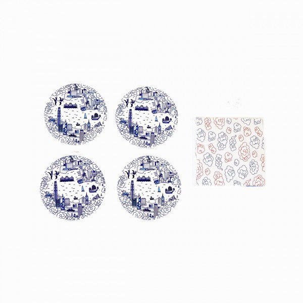 Hong Kong Willow Coasters - Set Of 4, Blue by Faux | Young Soy - Wake Concept Store  