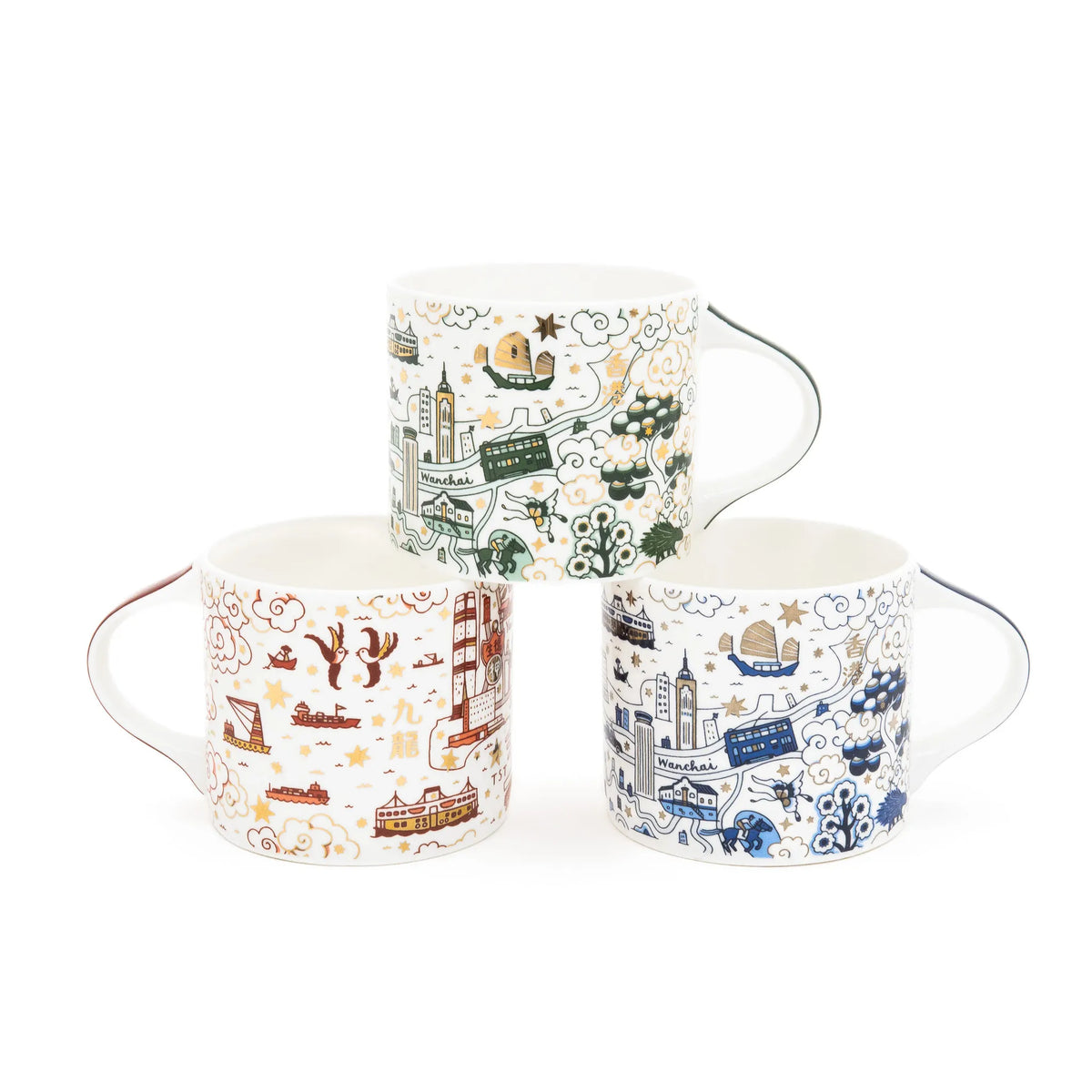 Hong Kong Willow Festive Mugs, Set Of 3 by Faux | Young Soy - Wake Concept Store  