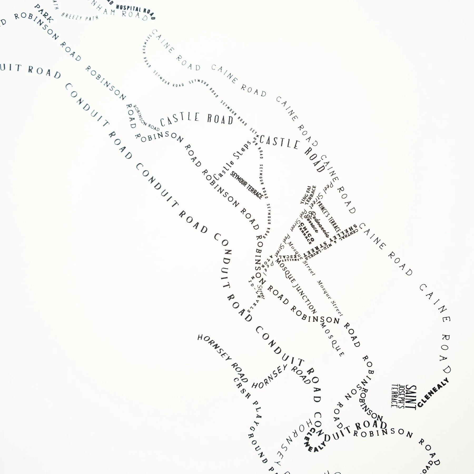 Mid Levels Landscape Silkscreen Map Prints | Tiny Island - Wake.HK 